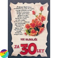 Leseni napis za 30 let - Rože Rdeče